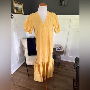 Sundays Yellow Puff Sleeve Maxi Dress
